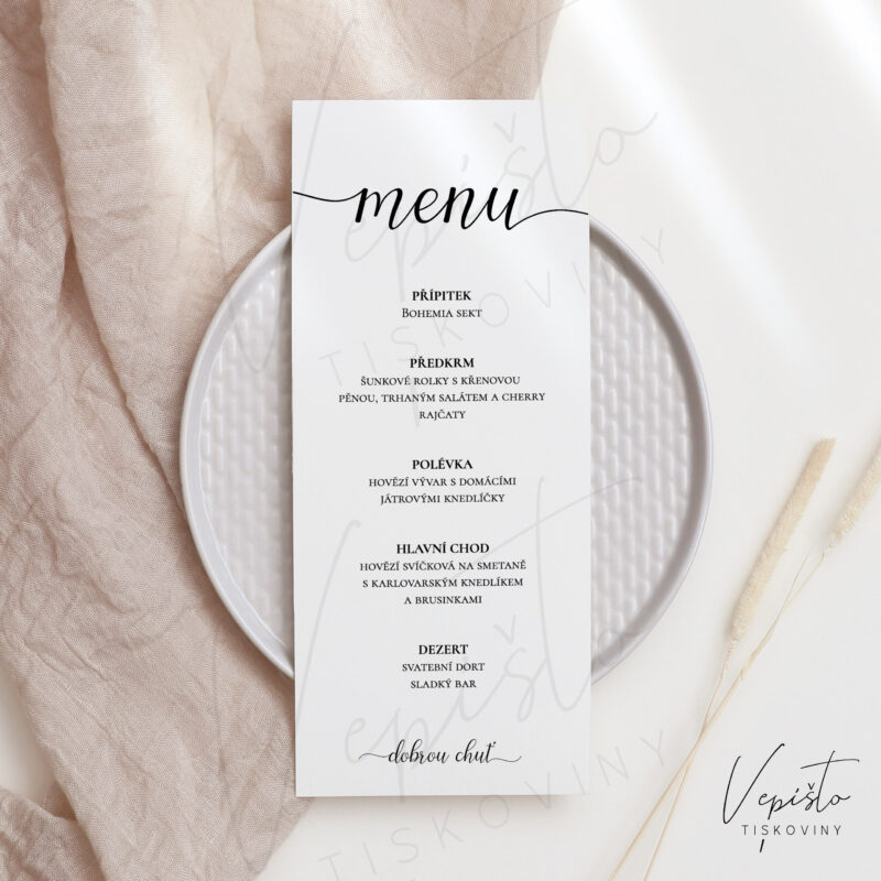 šablona svatebního menu
