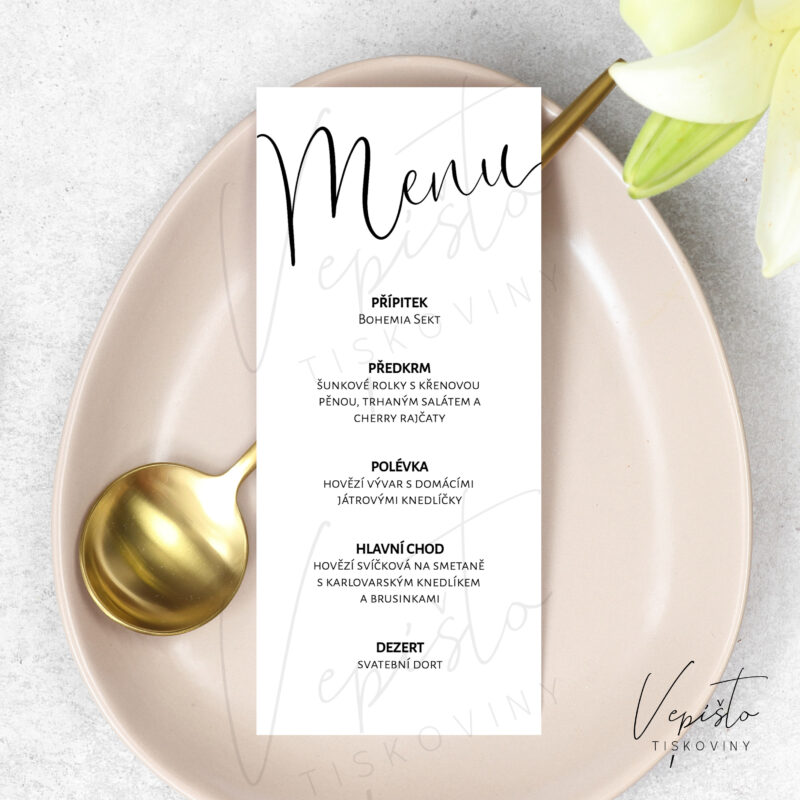 šablona svatebního menu