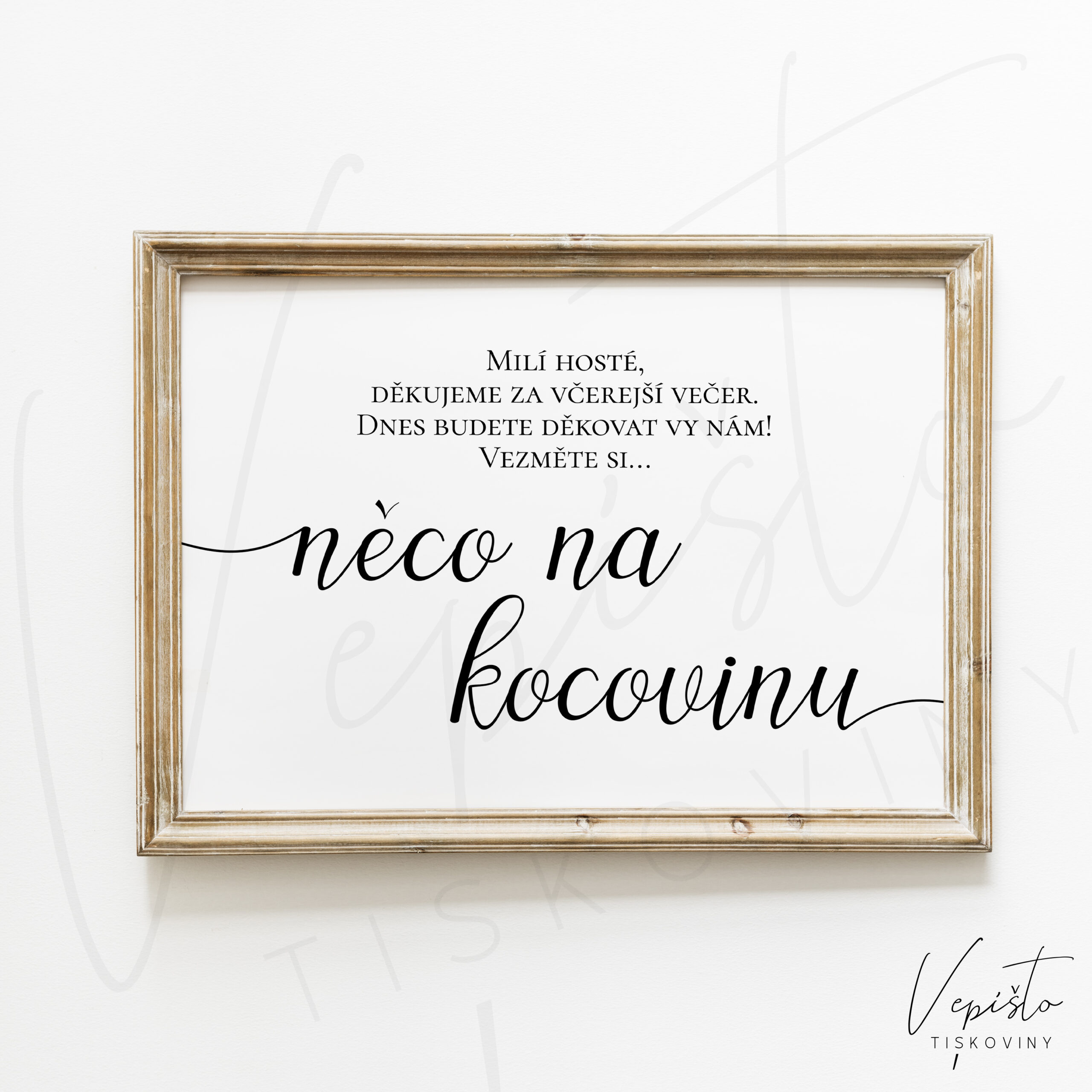Kaligrafie, cedule Něco na kocovinu