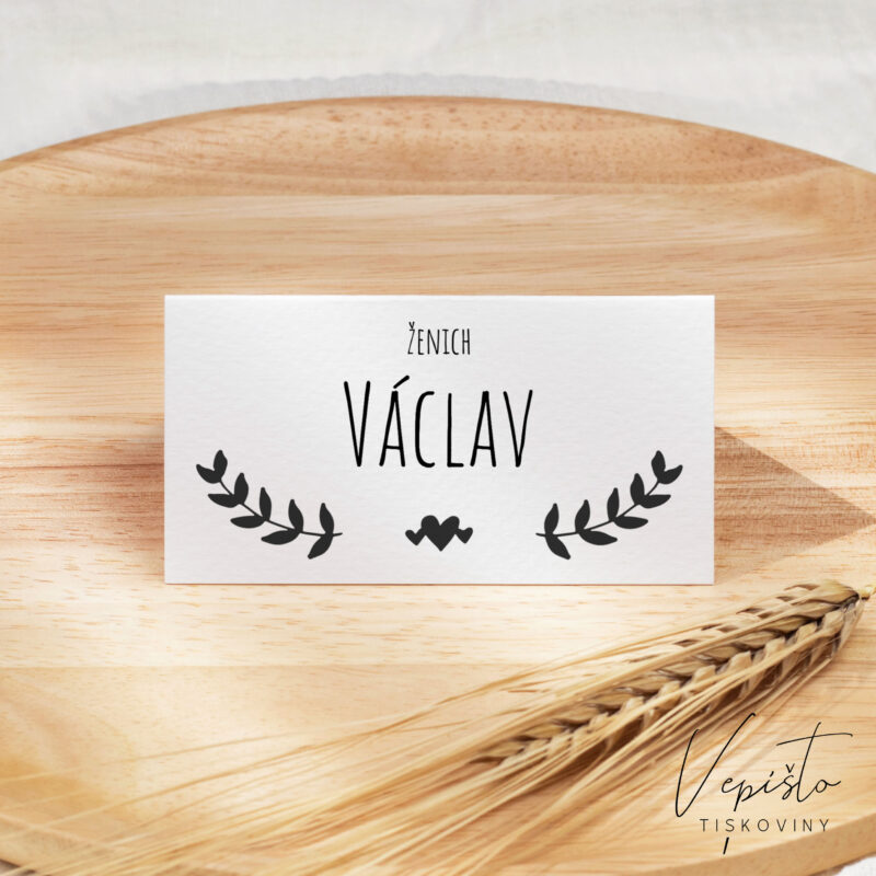 rustik přírodní jednoduché svatební jmenovky šablona stáhnout pdf