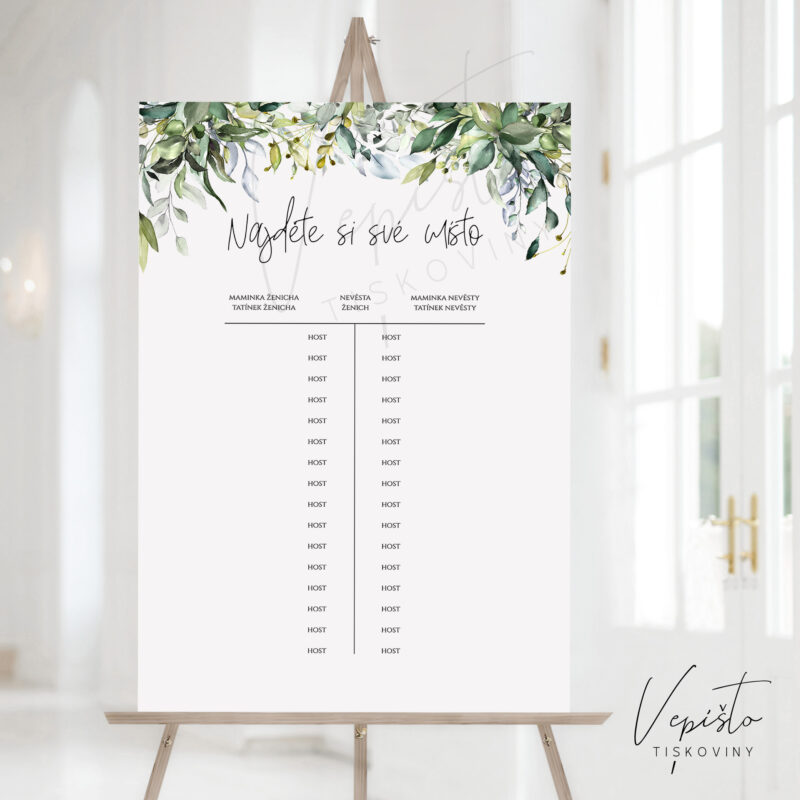 Svatební zasedací pořádek šablona pro stoly do U, I, T, E a samostatné stoly pdf ke stažení najděte si své místo kde sedím na svatbě