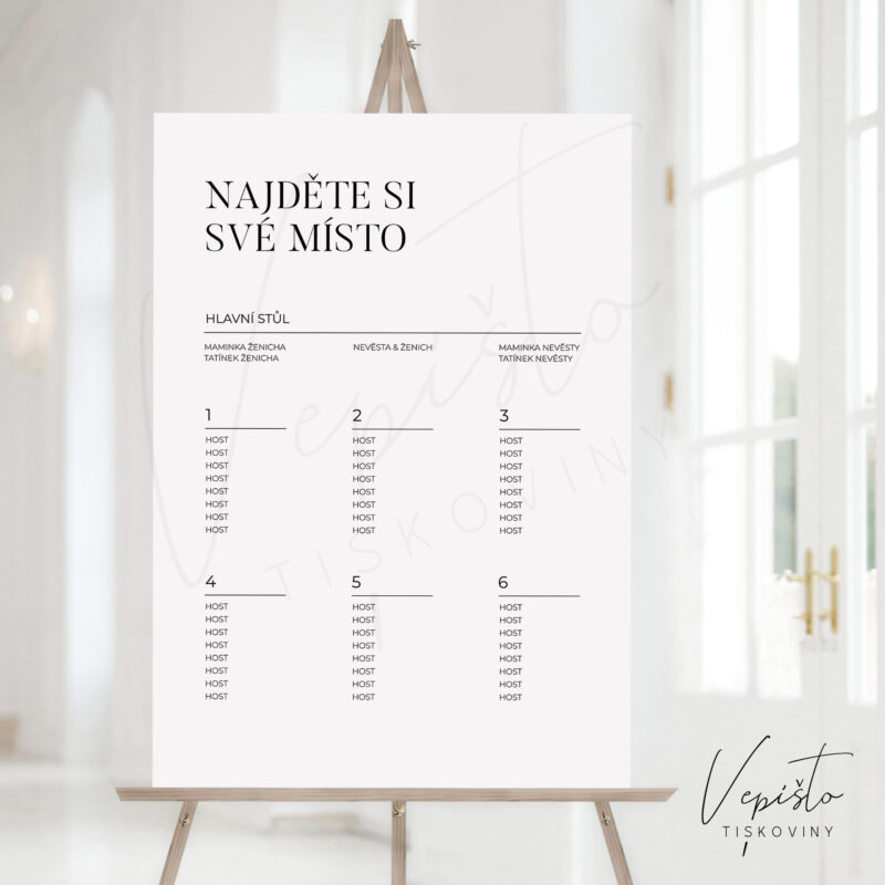 šablona svatební zasedací pořádek zdarma ke stažení pdf šablona minimalistický