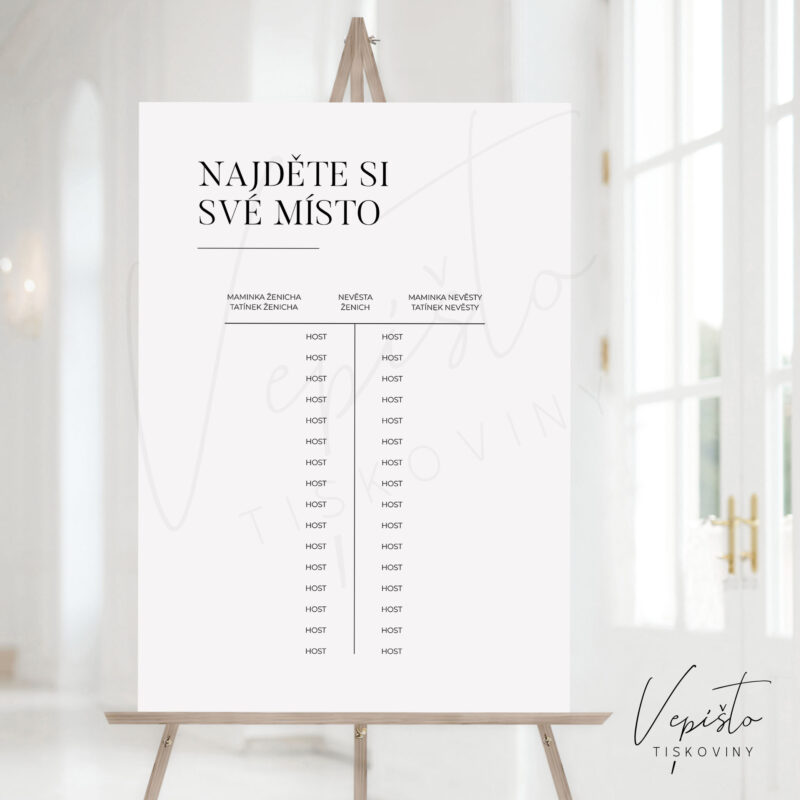 šablona svatební zasedací pořádek zdarma ke stažení pdf šablona minimalistický