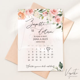 Růžové květy, zapište si datum (save the date) s kalendářem