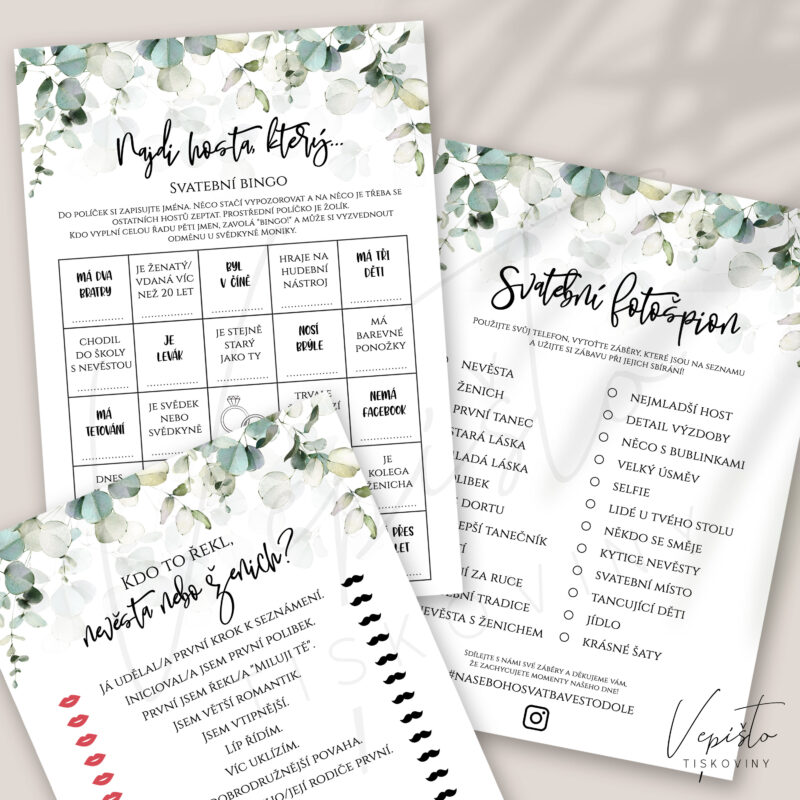 svatební hry vzor ke stažení pdf inspirace nápady najdi hosta fotošpion bingo kdo to řekl nevěsta nebo ženich