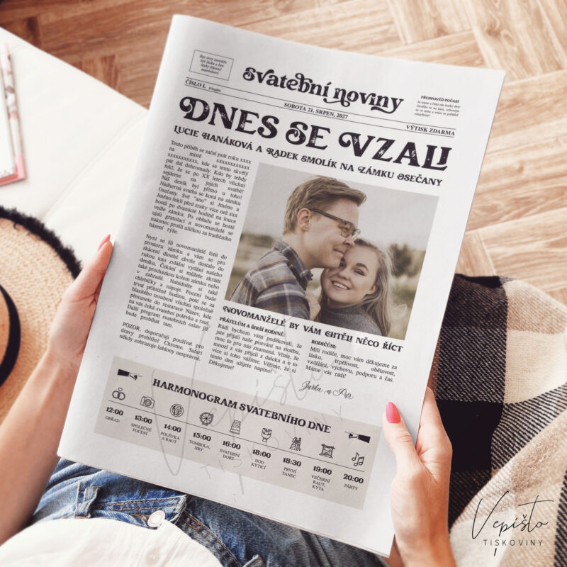 svatební noviny vintage šablona pdf vzor ke stažení inspirace články co do nich