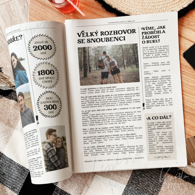 svatební noviny šablona pdf vzor ke stažení inspirace články co do nich