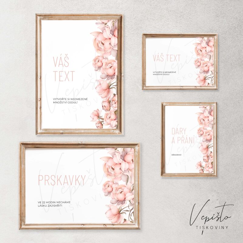 svatební šablona růžové květy pivoňky ke stažení pdf vzor romantické moderní
