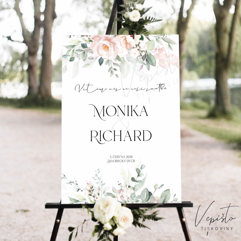 vítejte na naší svatbě vítáme vás na naší svatbě svatební cedule s květy vzor ke stažení pdf