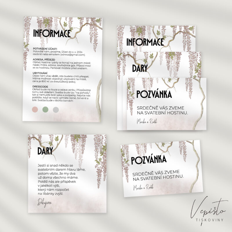 kartičky ke svatebnímu oznámení svatební dary detaily informace dresscode pozvánka ke stolu na hostinu na raut inpirace ke stažení pdf