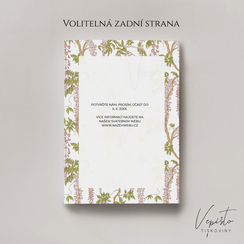 Vistárie, svatební oznámení s celoplošným vzorem - Obrázek 2