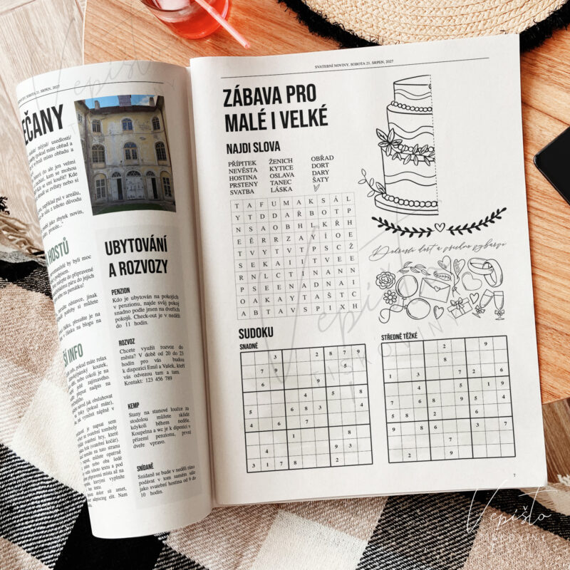 šablona inspirace vzor texty co napsat svatební noviny