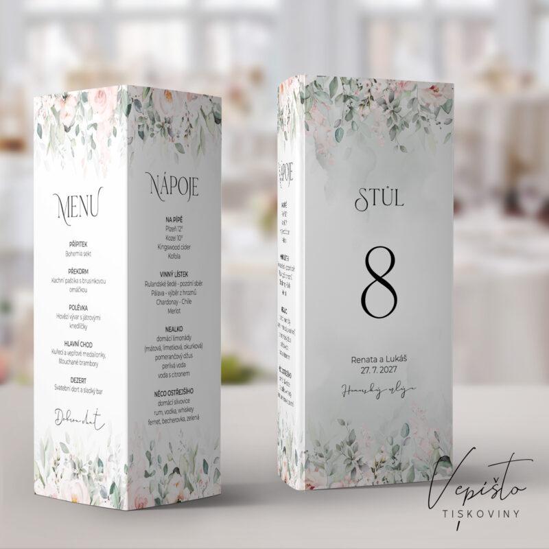 svatební trojúhelníkový stojánek na stoly menu bar nápoje nabídka číslo stolu svatební tabule inpirace