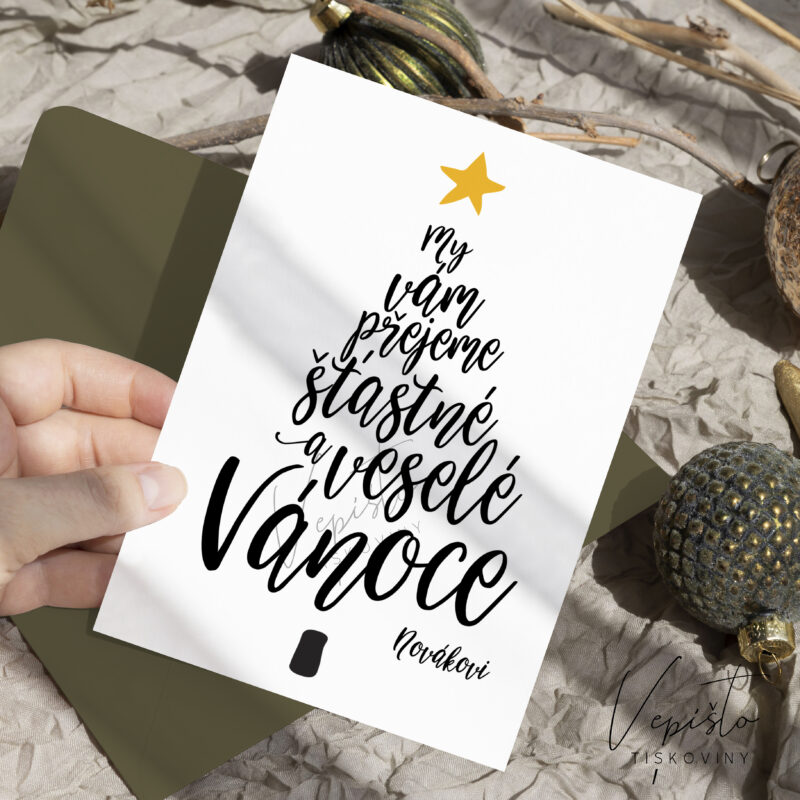 vánoční přání oboustranné se zadní stranou originální osobní moderní jednoduché designové ke stažení