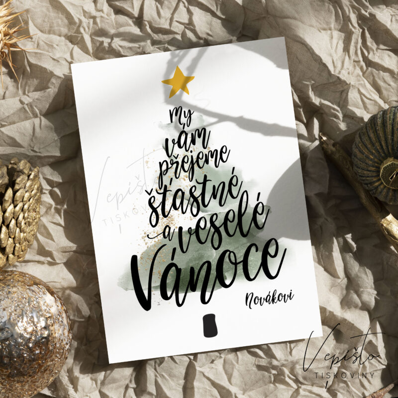 vánoční přání oboustranné se zadní stranou originální osobní moderní jednoduché designové