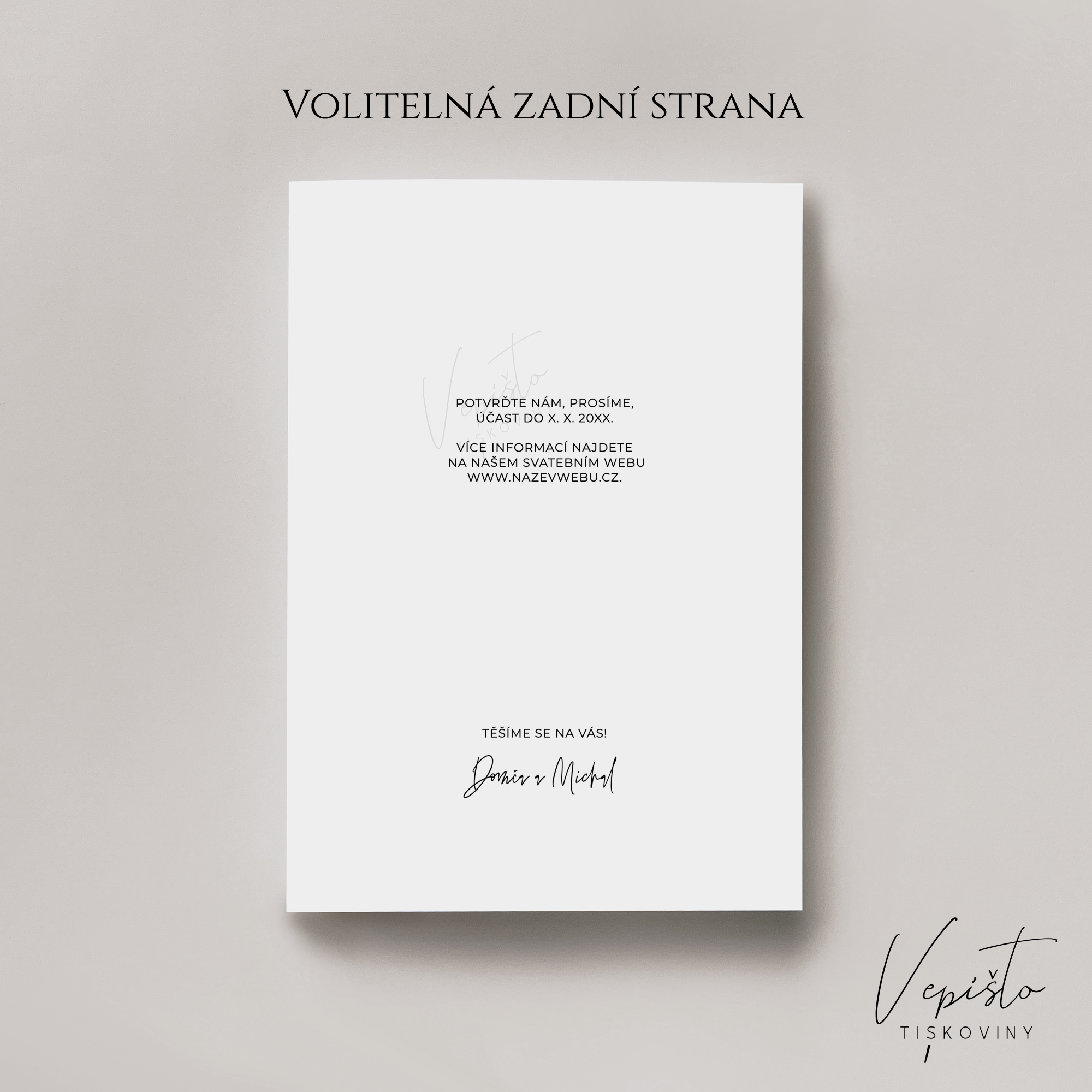 Jednoduše moderní, svatební oznámení se jmény s velkými písmeny - Obrázek 2