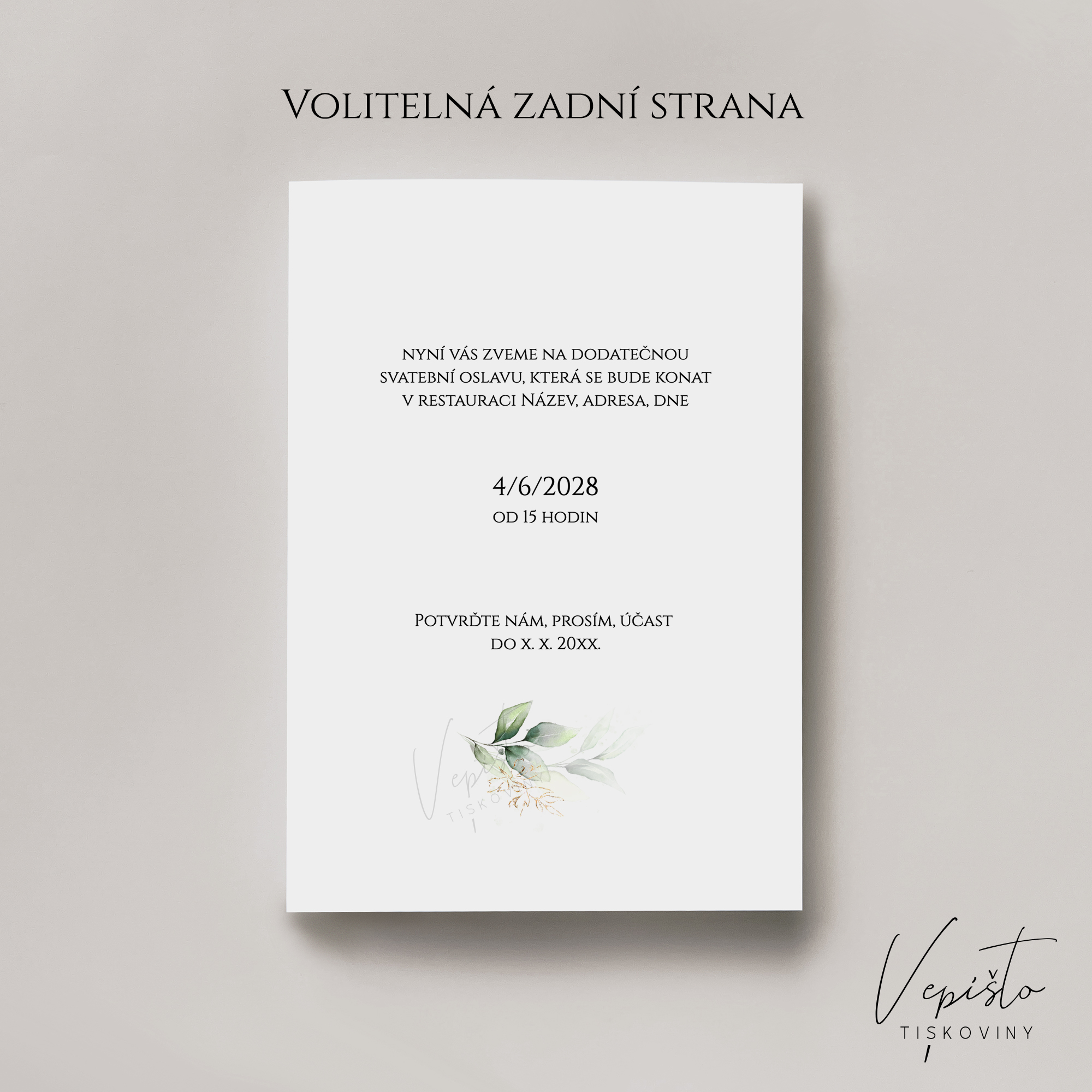 Zlaté a zelené listy, svatební oznámení Vzali jsme se - Obrázek 2