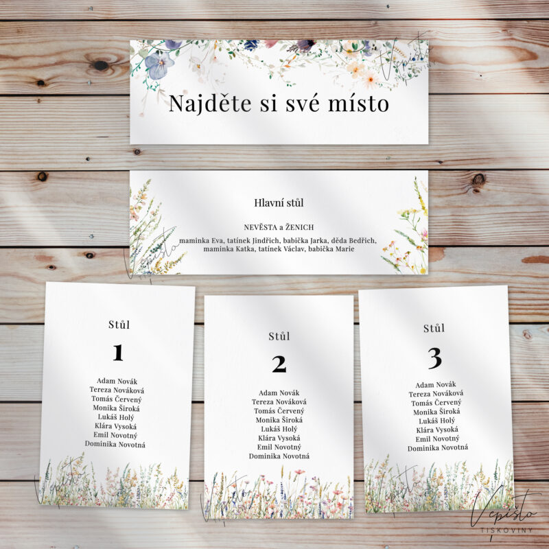 Zasedací pořádek na kartičkách