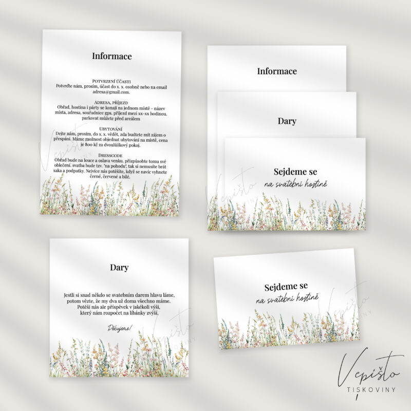svatba na louce šablona ke stažení svatební oznámení pozvánka dary informace