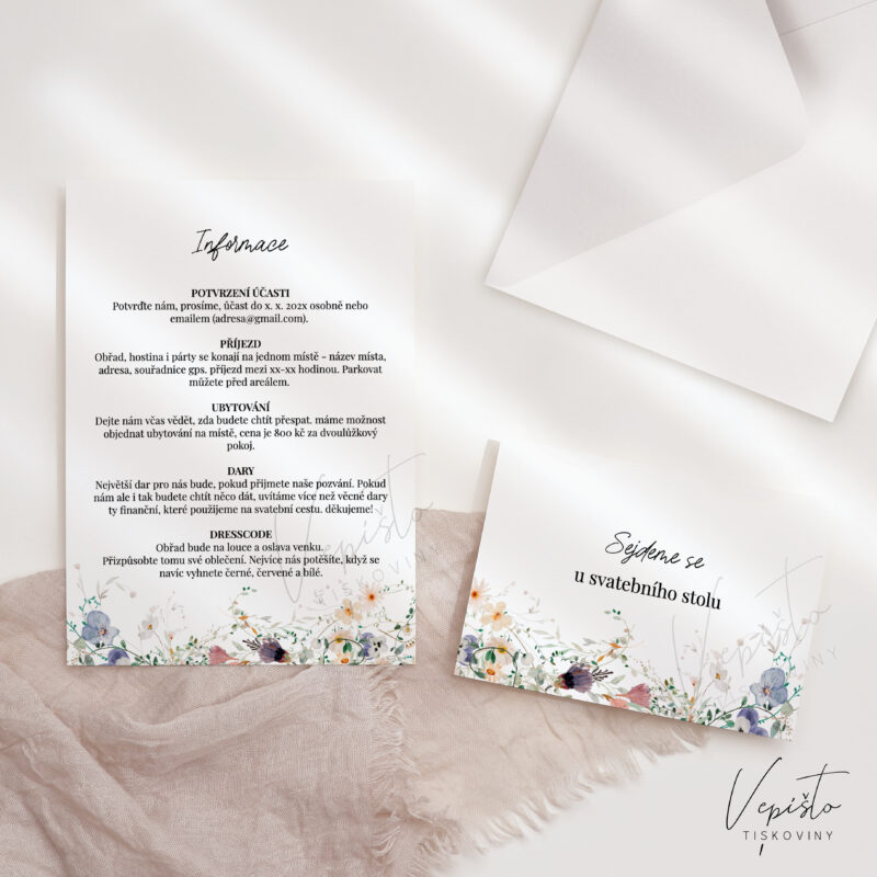 svatba na louce šablona ke stažení svatební oznámení pozvánka dary informace