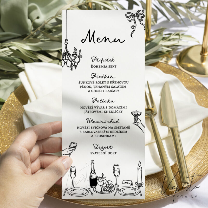 Rozmarné kresby, menu, verze s obrázky