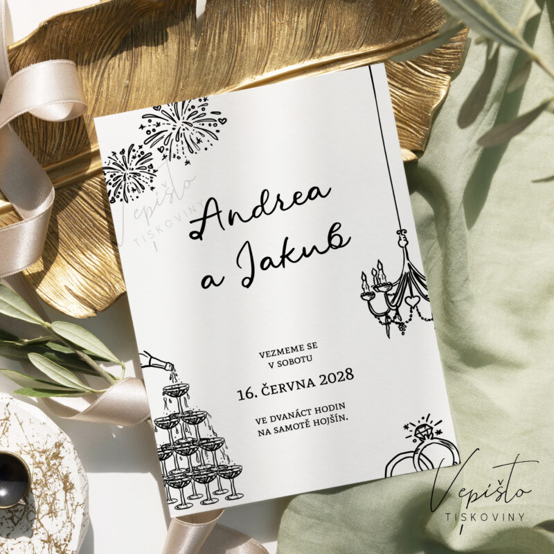 Rozmarné kresby, svatební oznámení obrázkové