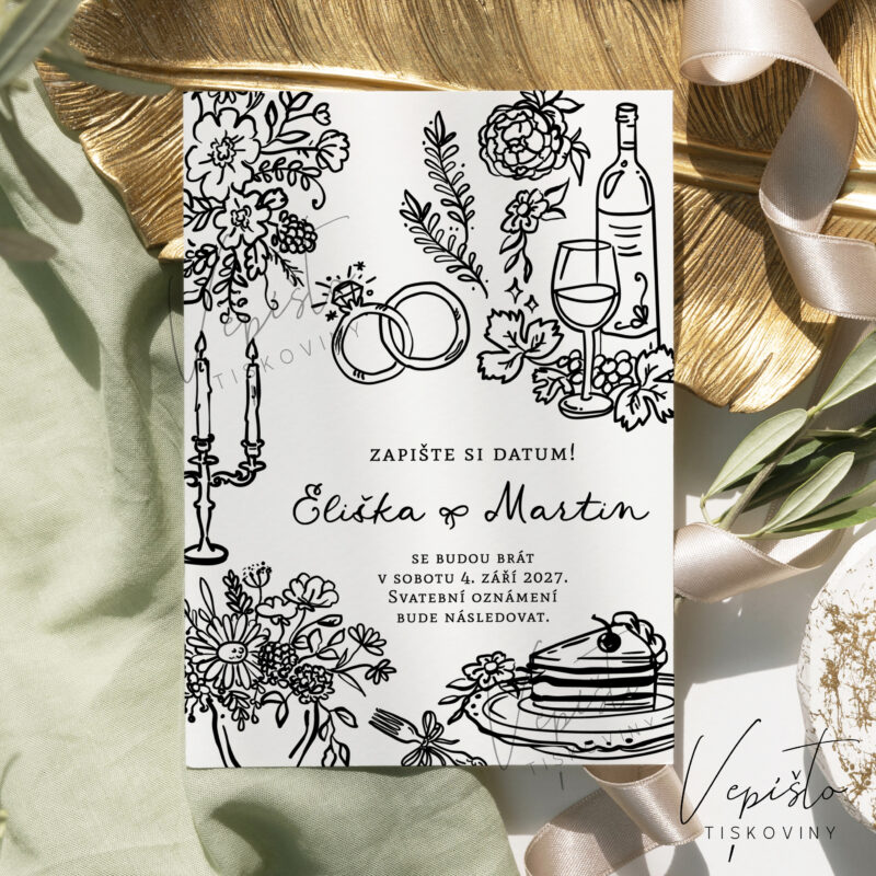 Rozmarné kresby, zapište si datum (save the date)