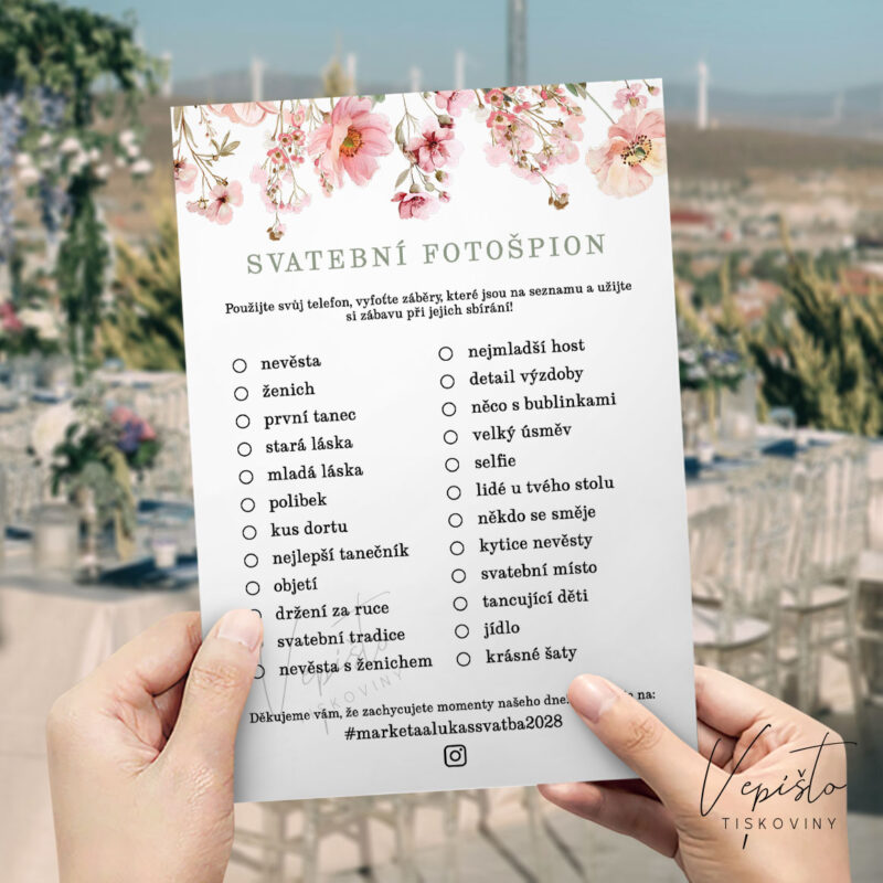 Růžová kvítka, svatební hra Fotošpion