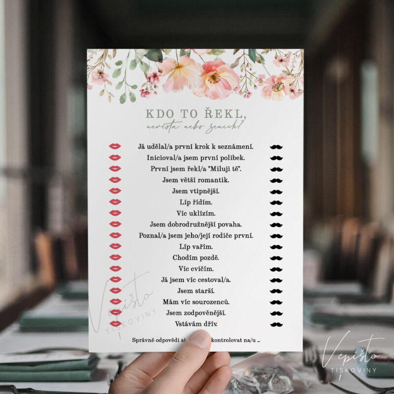 Růžová kvítka, svatební hra Kdo to řekl