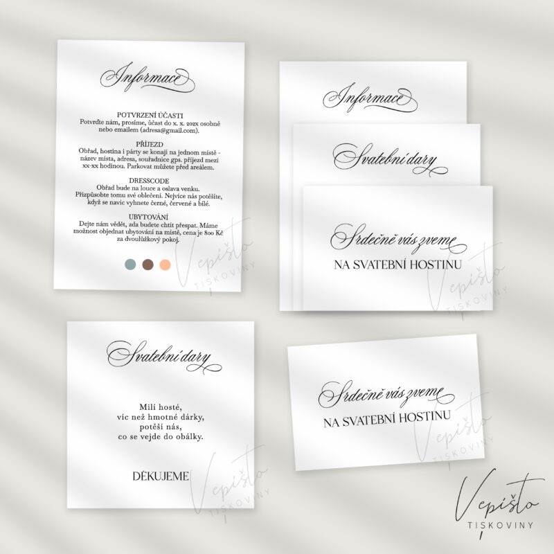 Elegantní klasika, odstupňované kartičky k oznámení