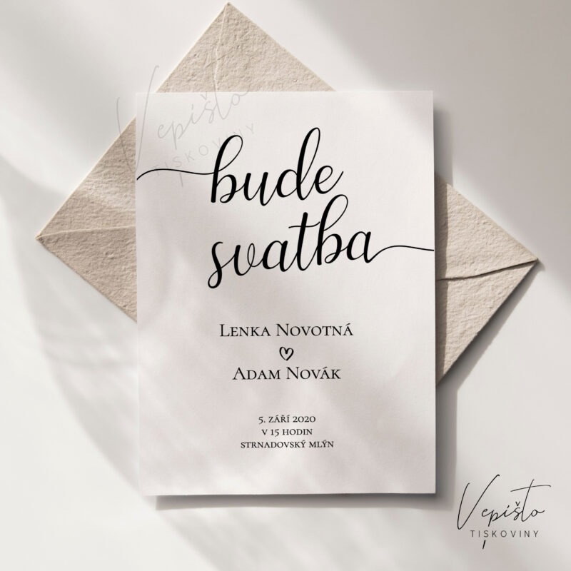 Kaligrafie, svatební oznámení Bude svatba