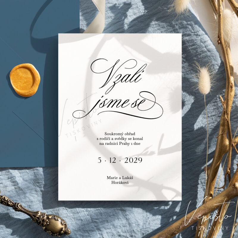 Elegantní klasika, svatební oznámení Vzali jsme se