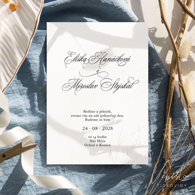Elegantní klasika, svatební oznámení s psacími celými jmény