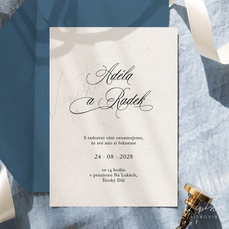 Elegantní klasika, svatební oznámení s psacími křestními jmény