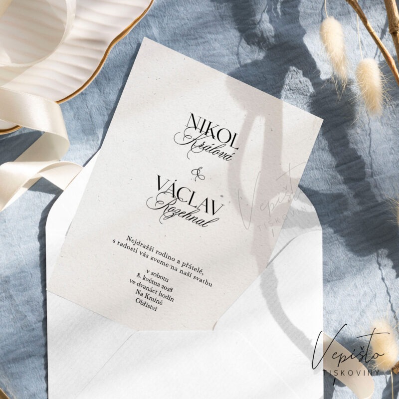 Elegantní klasika, svatební oznámení s tiskacími křestními jmény