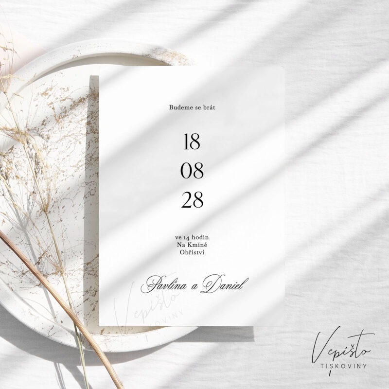 Elegantní klasika, svatební oznámení s velkým datem
