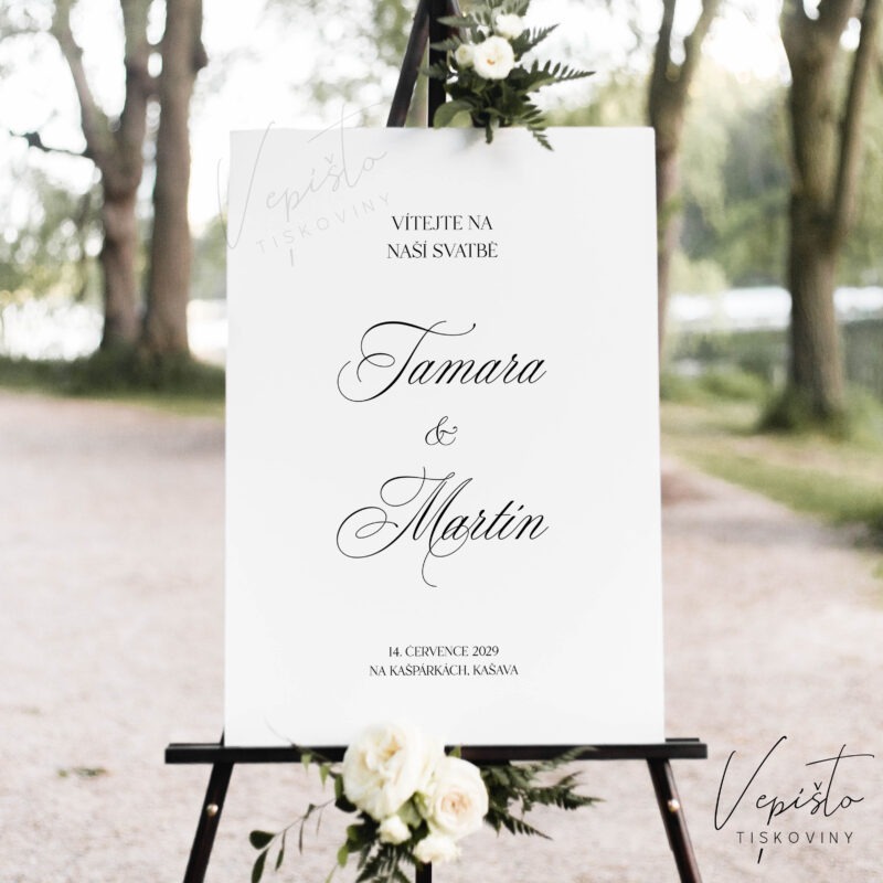 Elegantní klasika, uvítací cedule na výšku