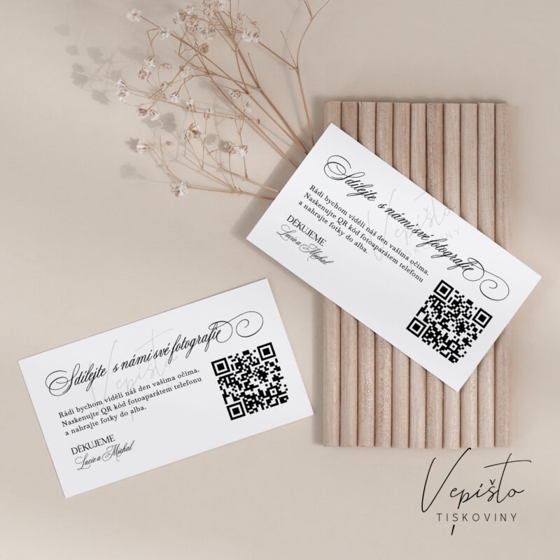 Elegantní klasika, kartička s QR kódem